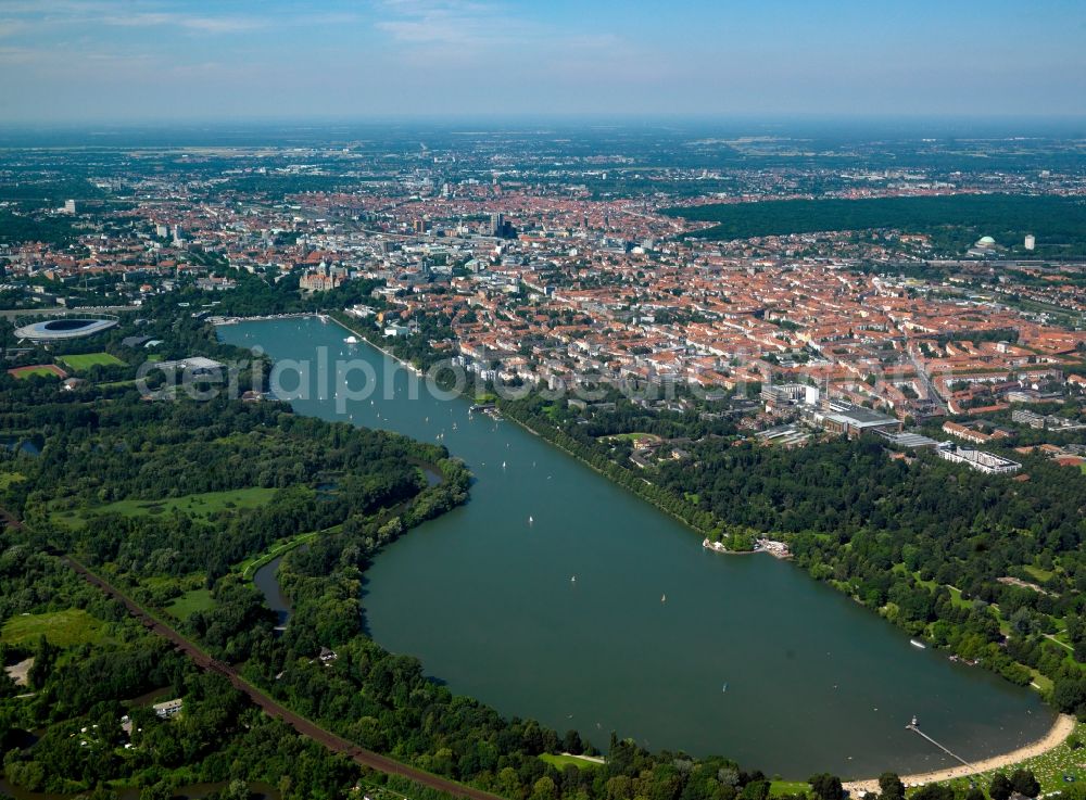 Hannover from above - City view from the south side of City Hall beginning Maschsee in Hannover