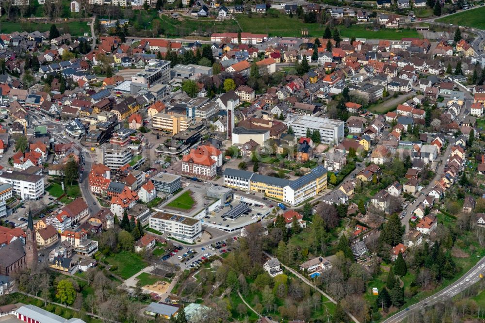 Sankt Georgen from above - Down town area in Sankt Georgen in the state Baden-Wurttemberg, Germany