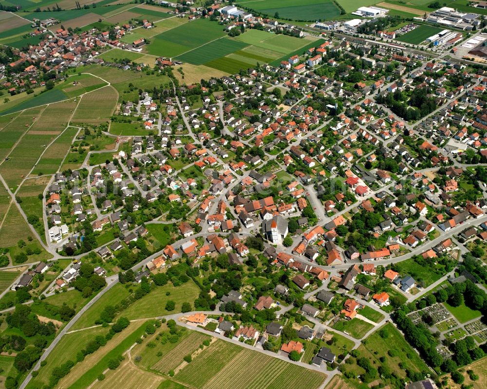 Aerial image Erzingen - City view from the downtown area with the outskirts with adjacent agricultural fields in Erzingen in the state Baden-Wuerttemberg, Germany