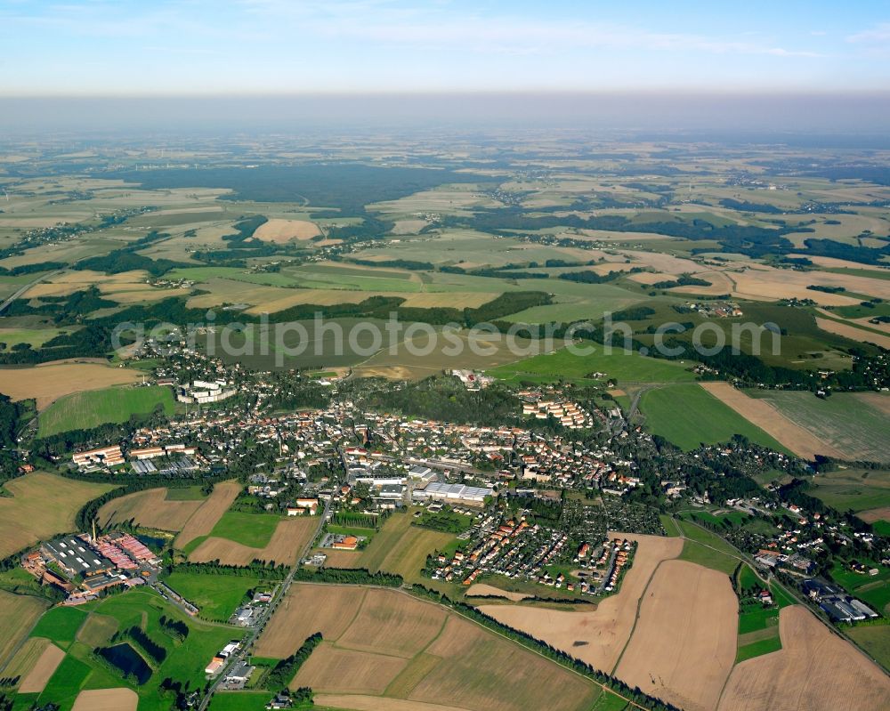 Aerial photograph Hainichen - City view from the downtown area with the outskirts with adjacent agricultural fields in Hainichen in the state Saxony, Germany