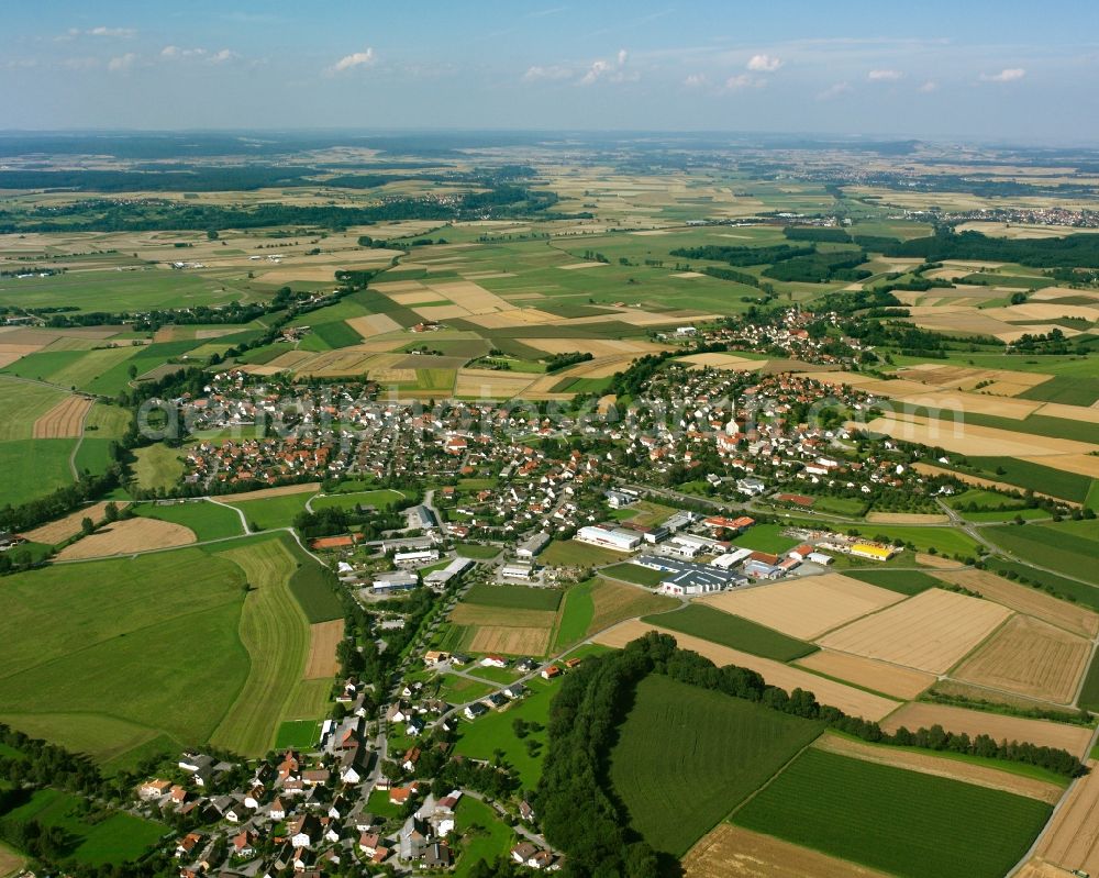 Aerial photograph Hohentengen - City view from the downtown area with the outskirts with adjacent agricultural fields in Hohentengen in the state Baden-Wuerttemberg, Germany