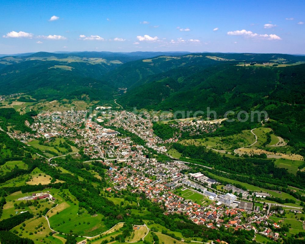 Aerial photograph Wehr - City view from the downtown area with the outskirts with adjacent agricultural fields in Wehr in the state Baden-Wuerttemberg, Germany