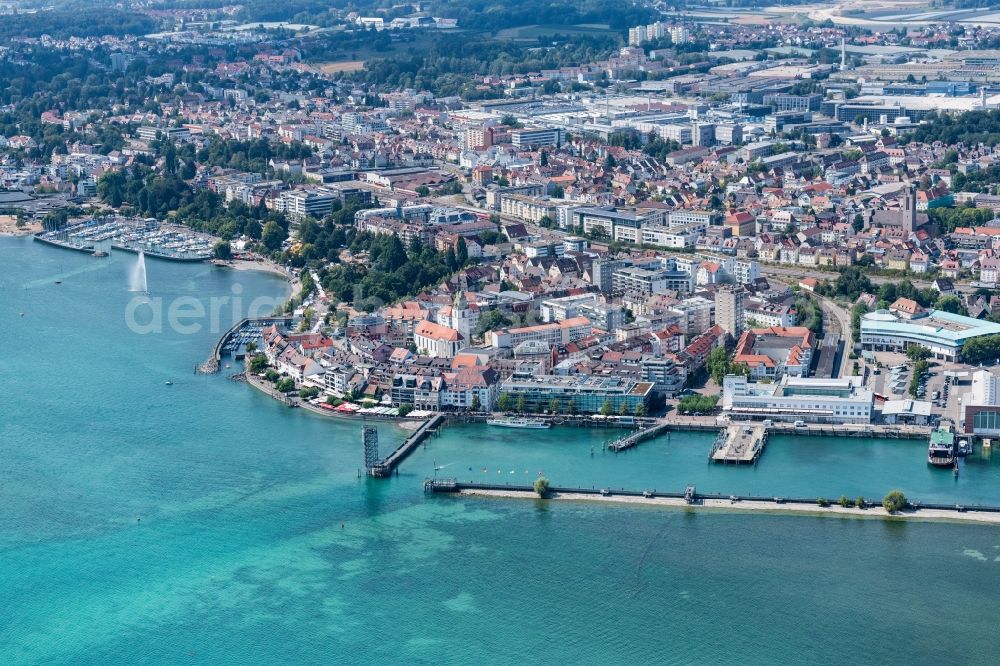 Aerial image Friedrichshafen - Down town area on Ufer of Bodensees in Friedrichshafen in the state Baden-Wurttemberg, Germany