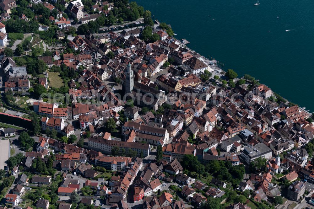 Aerial image Überlingen - City view of the downtown area on the shore areas of Lake of Constance in Ueberlingen in the state Baden-Wuerttemberg, Germany