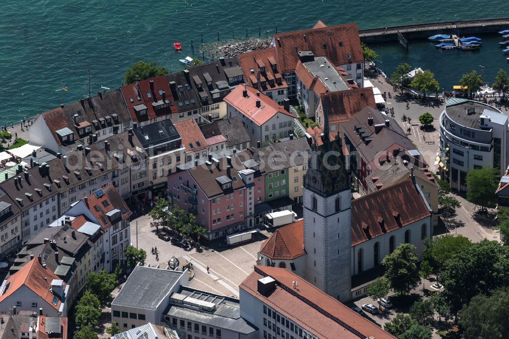 Aerial image Friedrichshafen - City view of the downtown area on the shore areas of Lake of Constance in Friedrichshafen in the state Baden-Wurttemberg, Germany