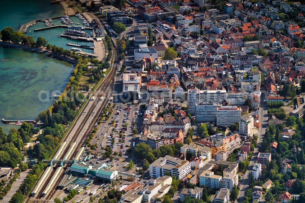 Bregenz from above - City view of the downtown area on the shore areas in Bregenz in Vorarlberg, Austria