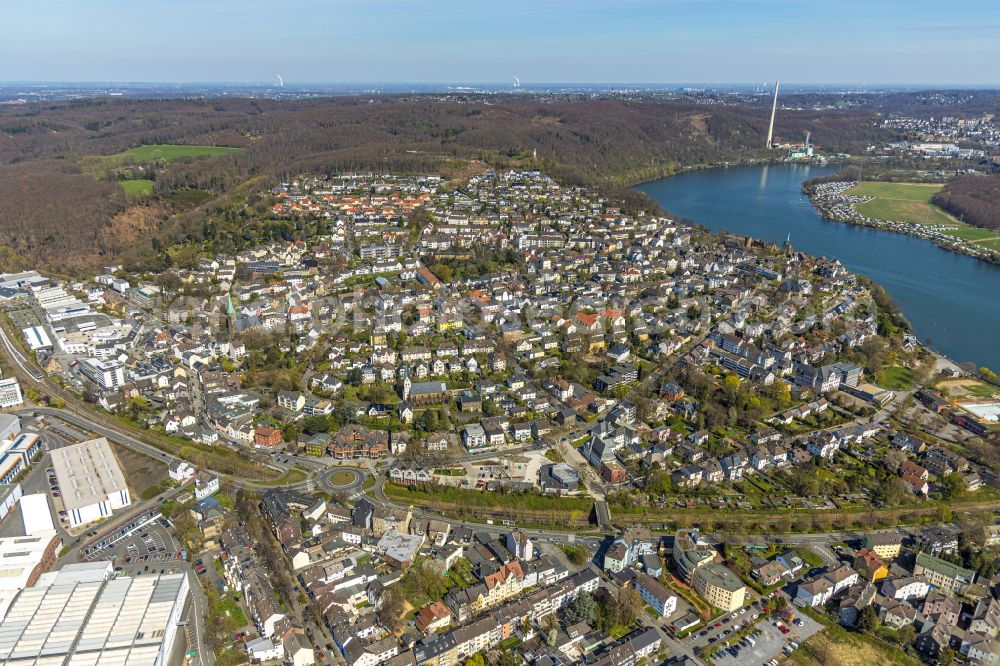 Wetter (Ruhr) from above - City view of the downtown area on the shore areas of Harkortsee in Wetter (Ruhr) in the state North Rhine-Westphalia, Germany