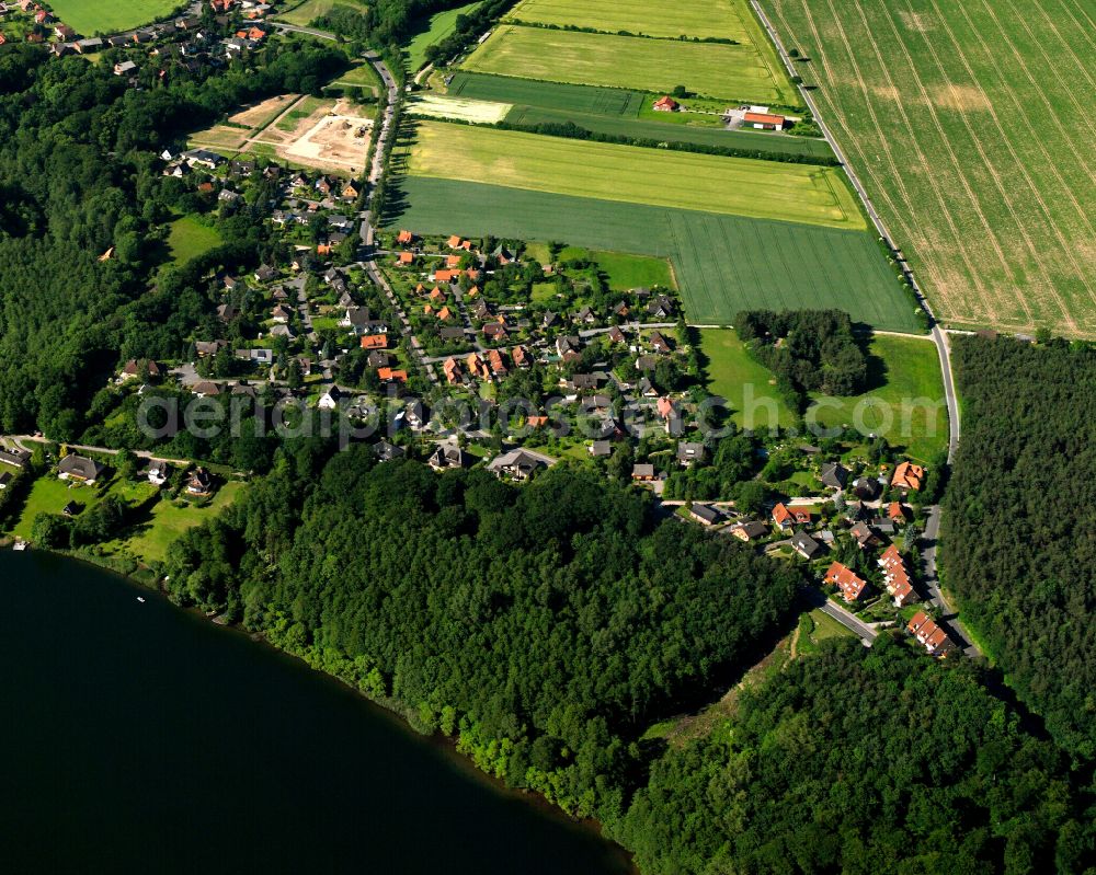 Aerial image Ratzeburg - City view of the downtown area on the shore areas Kuechensee - Domsee on street Herrenstrasse in Ratzeburg in the state Schleswig-Holstein, Germany