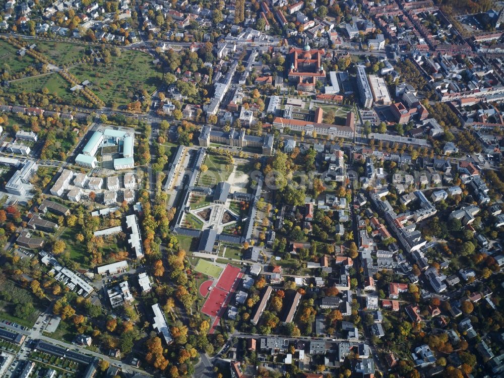 Aerial image Potsdam - Downtown area at Voltaireweg, Hegelallee, and Ulanenweg in Potsdam in Brandenburg