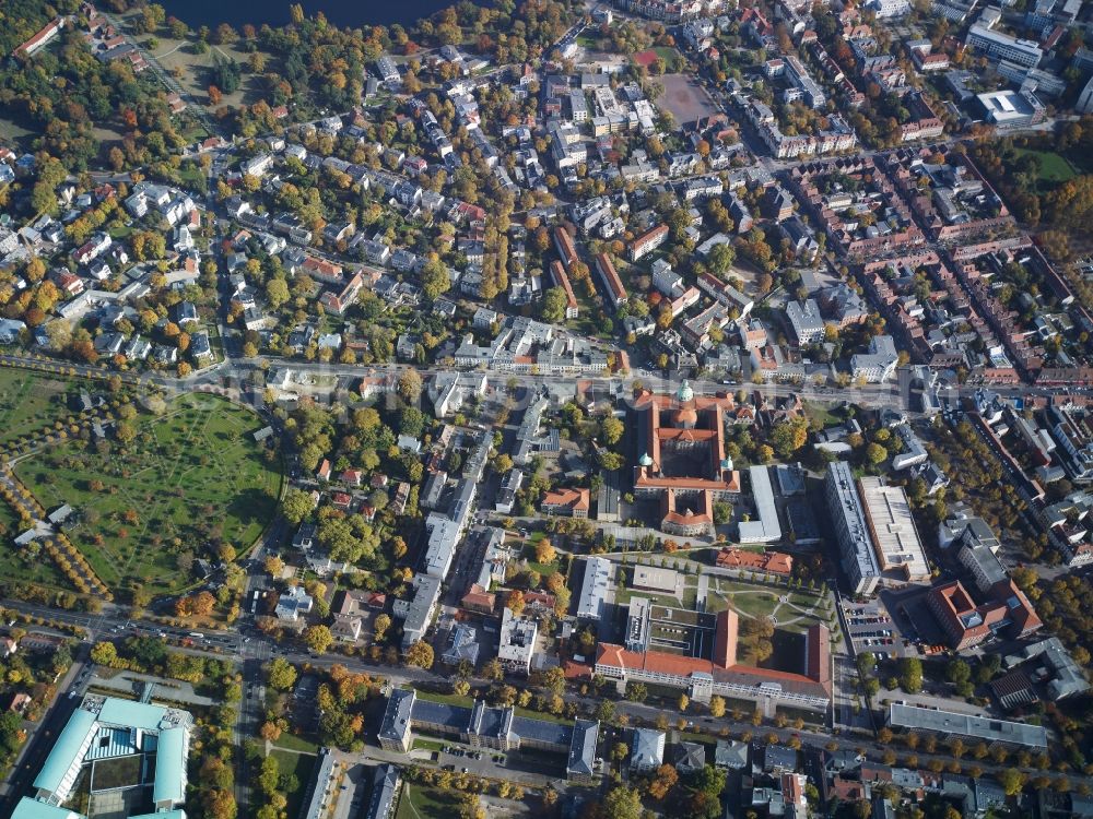 Aerial photograph Potsdam - Downtown area at Voltaireweg, Hegelallee, and Ulanenweg in Potsdam in Brandenburg