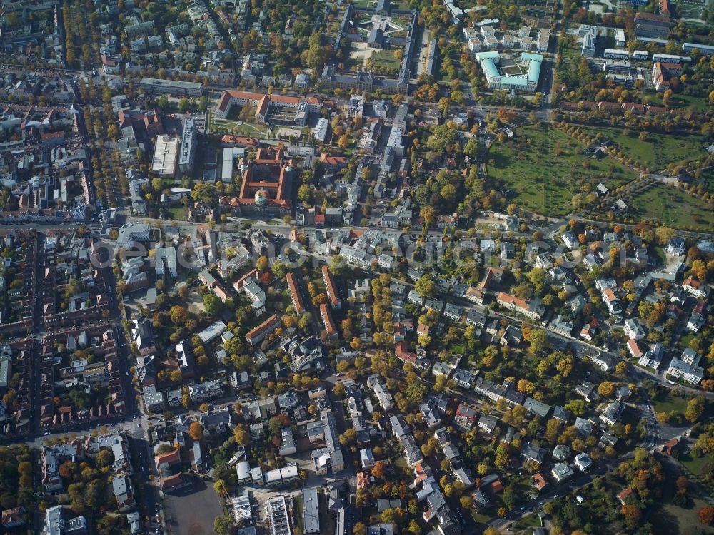 Aerial image Potsdam - Downtown area at Voltaireweg, Hegelallee, and Ulanenweg in Potsdam in Brandenburg