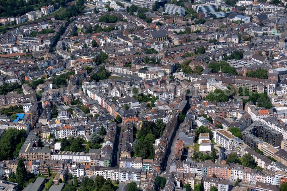 Aachen from above - Old Town area and city center in Aachen in the state North Rhine-Westphalia, Germany