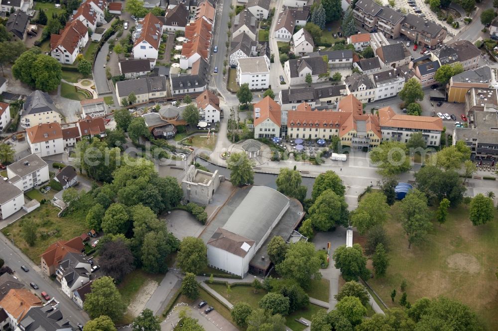 Aerial image Bad Lippspringe - City center with the source of the lip in the city park of Bad Lippspringe in North Rhine-Westphalia