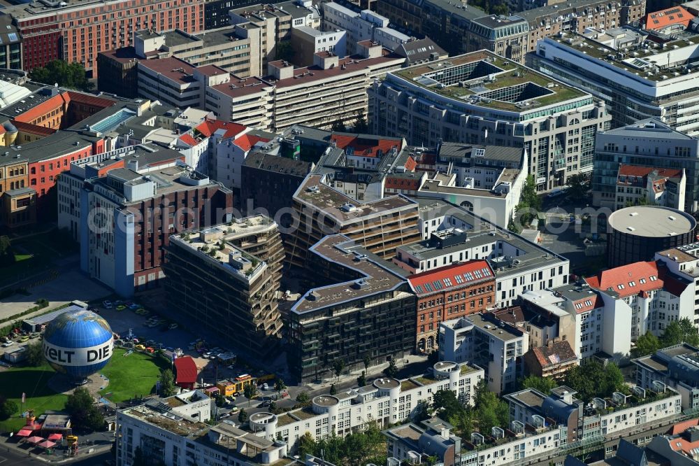 Aerial image Berlin - Construction site to build a new multi-family residential complex Charlie Livin of Trockland Management GmbH along the Zimmerstrasse and Mauerstrasse in the district Mitte in Berlin, Germany