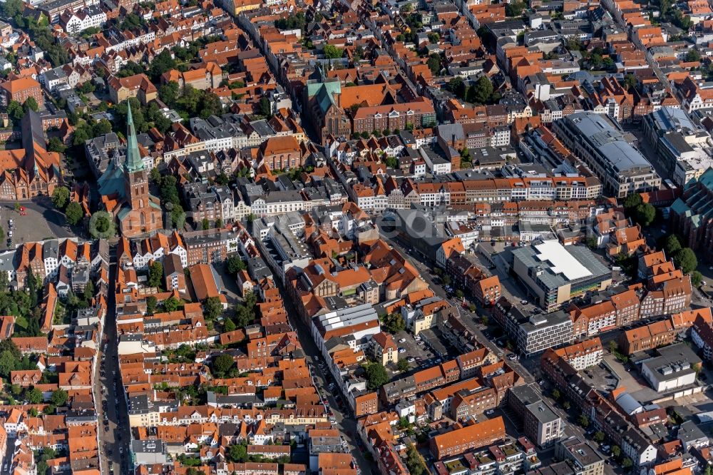 Lübeck from the bird's eye view: Old town area and city center in the district Altstadt in Luebeck in the state Schleswig-Holstein, Germany