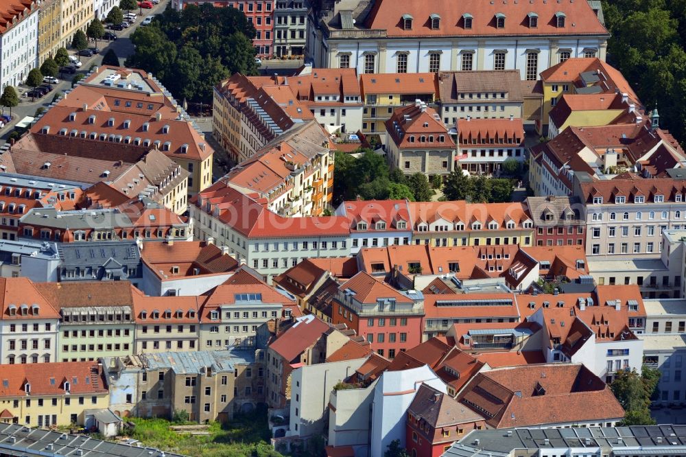 Dresden from above - View of the Innere Neustadt in Dresden in the state of Saxony