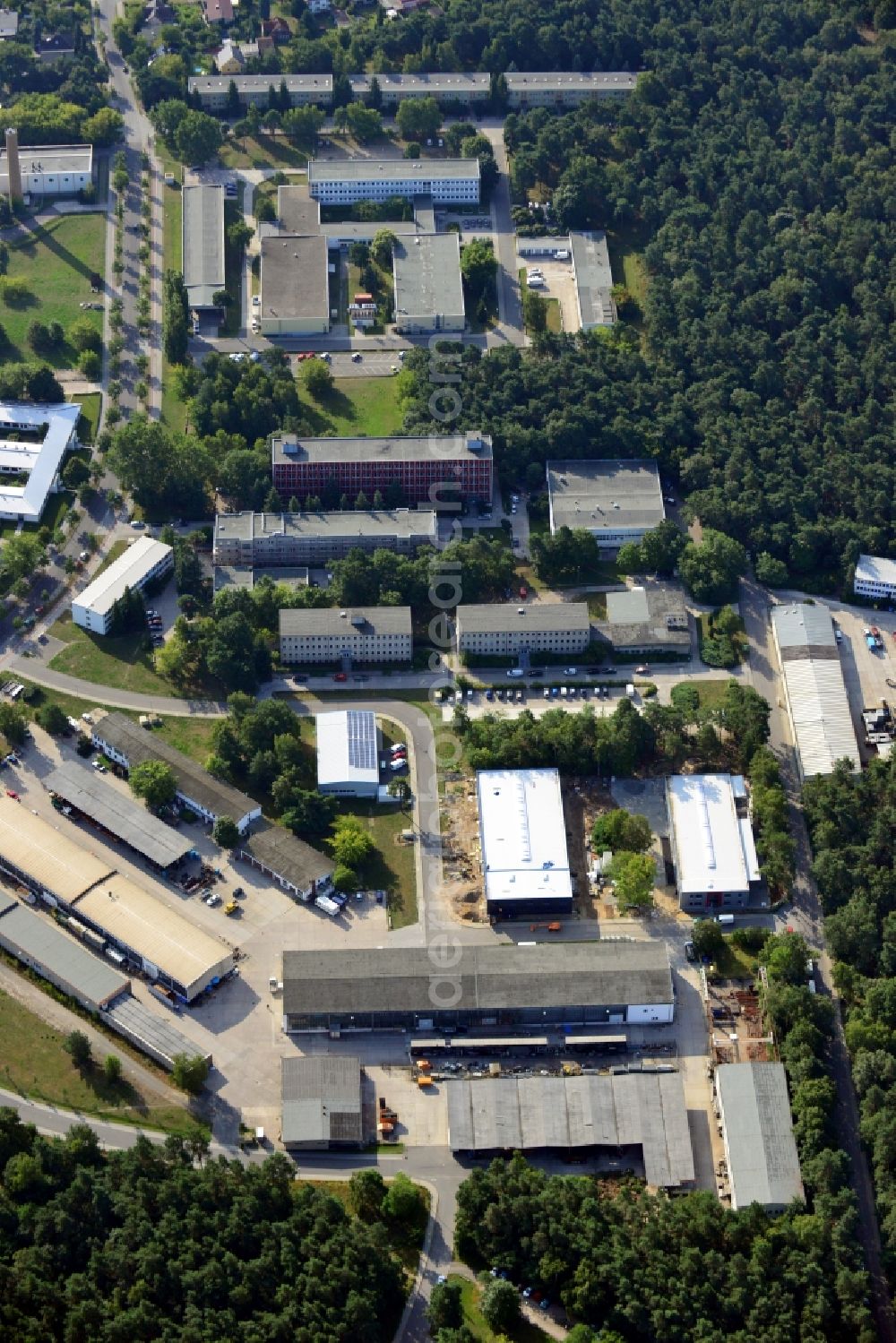 Berlin from the bird's eye view: Commercial area Wuhlheide Innovation Park in Berlin-Koepenick