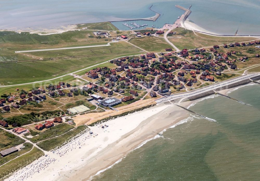 Aerial image Baltrum - View over the place Baltrum on the airfield of the East Frisian island Baltrum in the southern North Sea in the state of Lower Saxony