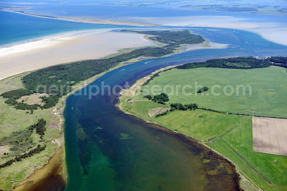 Aerial image Groß Mordorf - Die Insel Bock liegt in der Ostsee südwestlich von Hiddensee und gehört wie diese zum deutschen Bundesland Mecklenburg-Vorpommern. Die Insel Bock wurde künstlich durch Aufspülung des Sandes aus der Fahrrinne nach Stralsund geschaffen und gehört zur Kernzone des Nationalparks Vorpommersche Boddenlandschaft. The Island Bock in the Baltic Sea southwestern of the Island Hiddensee in Mecklenburg-Western Pomerania.