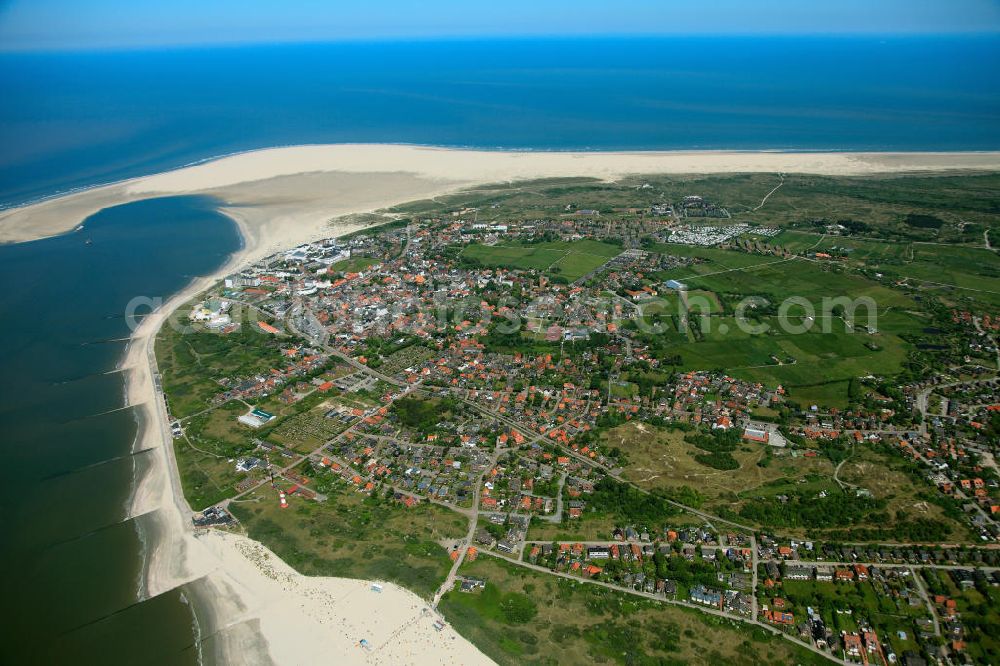 Borkum from above - Borkum is an island and a municipality in the Leer District in Lower Saxony, northwestern Germany