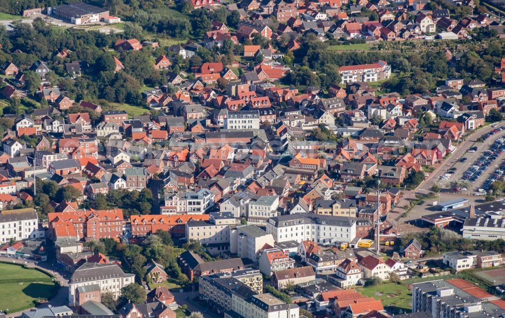 Aerial image Borkum - Island area Borkum with the village center in Borkum in the state Lower Saxony, Germany