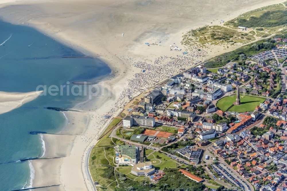 Borkum from the bird's eye view: Island area Borkum with the village center in Borkum in the state Lower Saxony, Germany