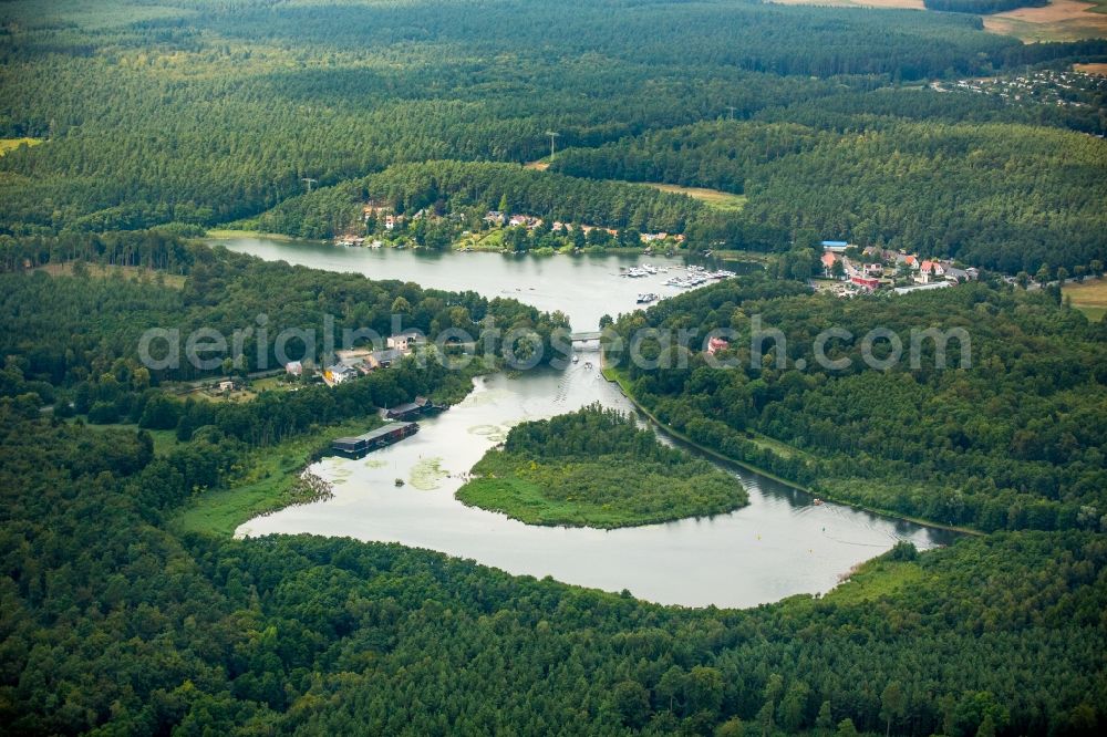 Aerial image Waren (Müritz) - Island in the river Reeckkanals in Waren (Mueritz) in the state Mecklenburg - Western Pomerania