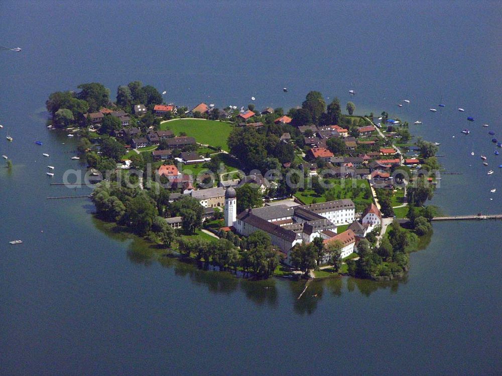 Aerial image Chiemsee - Blick auf Insel und Ort Frauenchiemsee