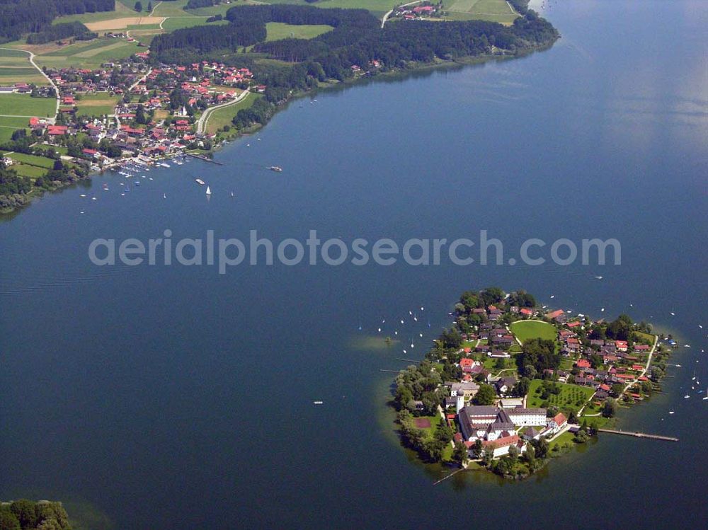 Aerial image Chiemsee - Blick auf Insel und Ort Frauenchiemsee