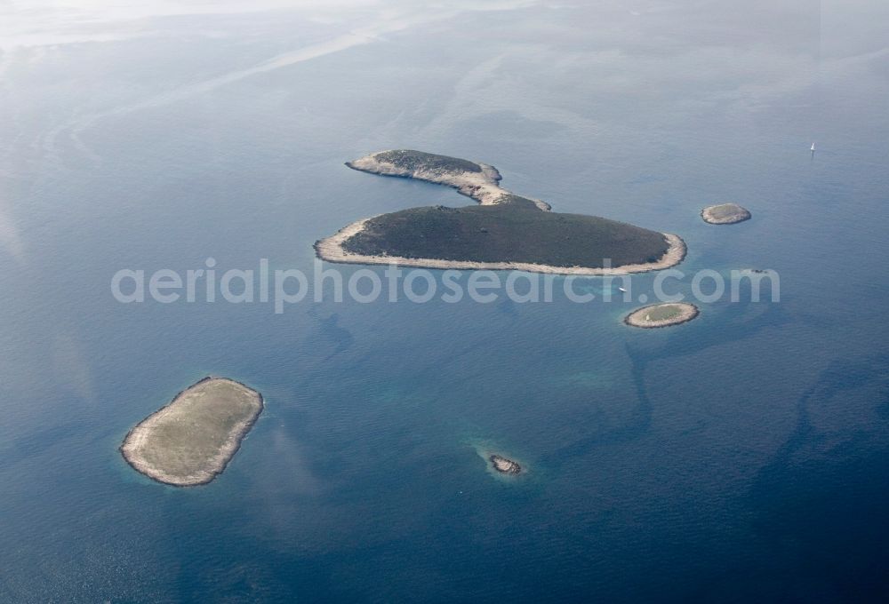 Hvar from above - Island of the group of islands in the Mediterranean Pakleni at Hvar in Croatia