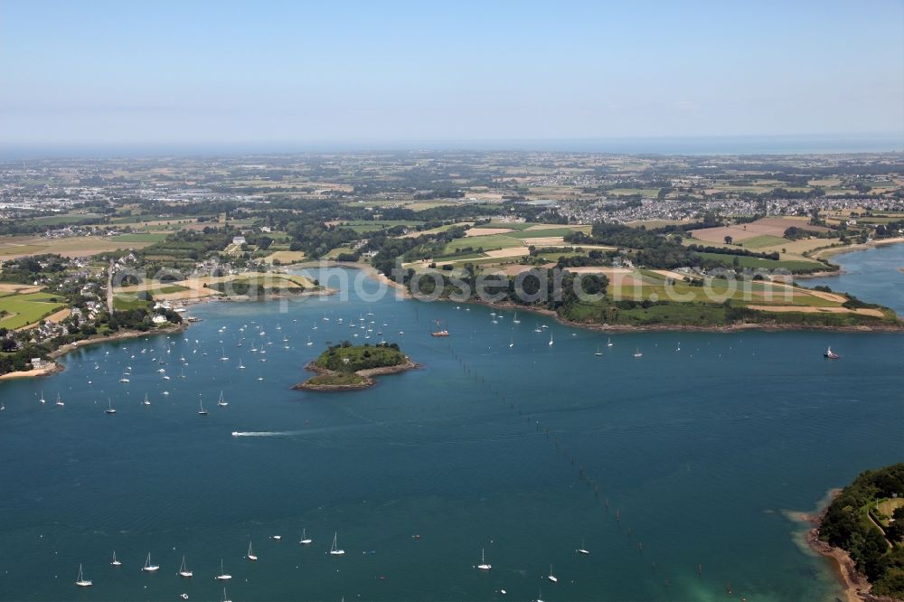 Saint-Malo from the bird's eye view: Island Harteau on the banks of the river course of Rance near Saint-Malo in Bretagne, France