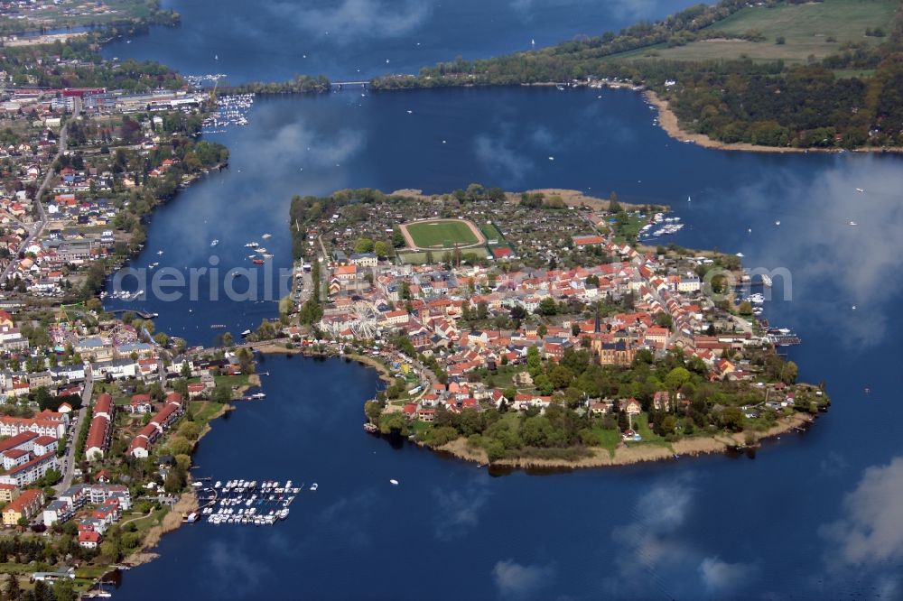 Werder (Havel) from above - Lake Island on the Havel - See in Werder (Havel) in the state Brandenburg