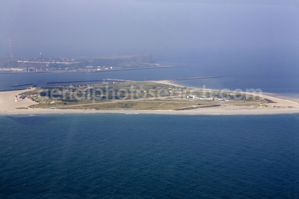 Aerial image Helgoland - The northernmost island of Germany. Although it is part of the German economic territory, belongs neither to the customs territory of the European Union nor the German tax territory. Front of the dune with airfield, behind the main island