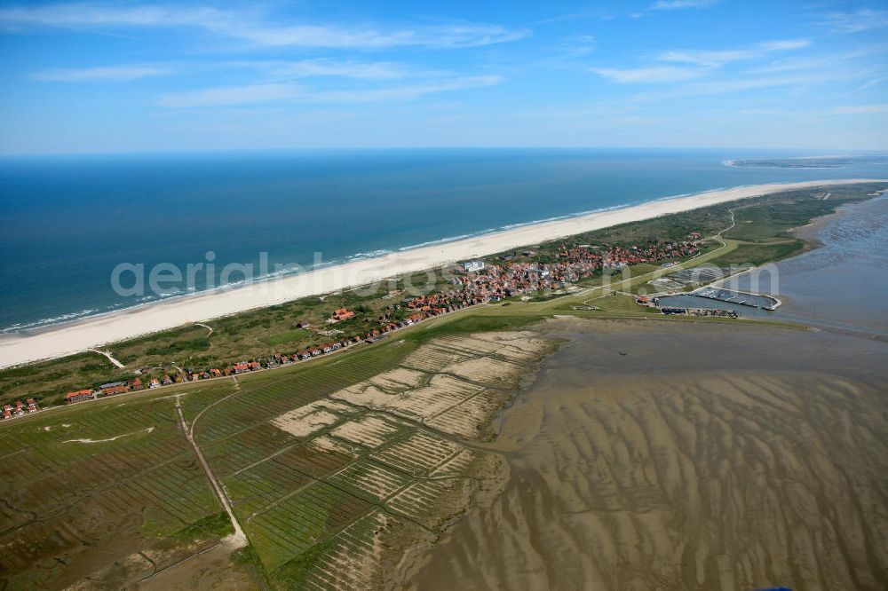 Aerial image Juist - Juist is one of the seven inhabited East Frisian Islands at the edge of the Lower Saxon Wadden Sea in the southern North Sea