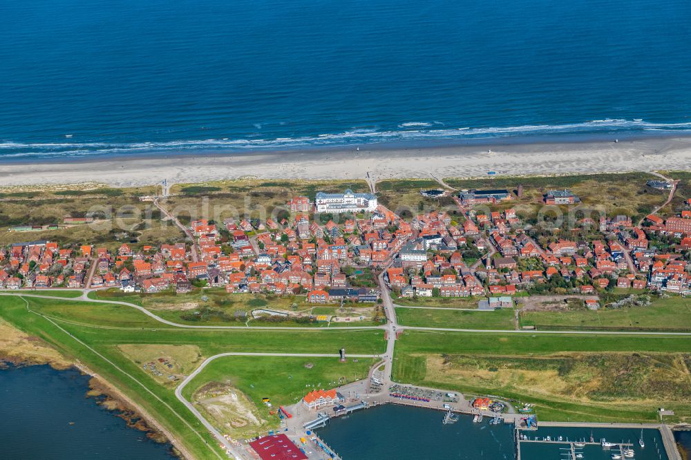 Aerial photograph Juist - Island area Juist with the village center in Juist in the state Lower Saxony, Germany