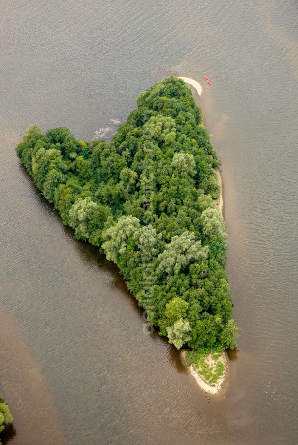 Aerial image Bochum - View of a little island on the Kemnader Lake in Bochum in the state North Rhine-Westphalia