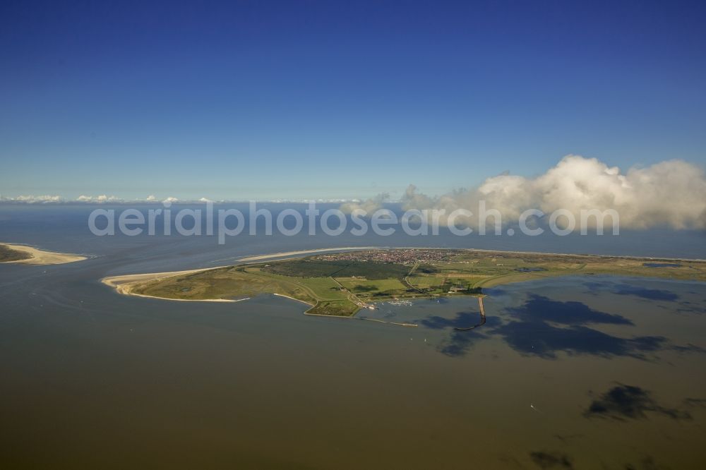 Langeoog from above - Langeoog as part of the East Frisian Islands in the North Sea in Lower Saxony