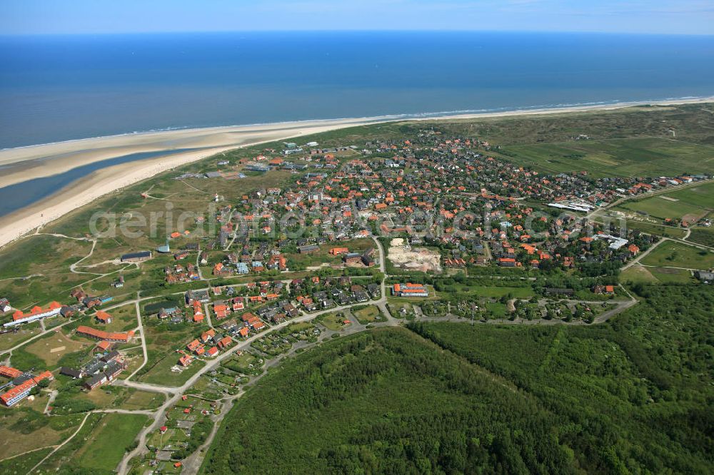 Langeoog from above - Langeoog is one of the seven inhabited East Frisian Islands at the edge of the Lower Saxon Wadden Sea in the southern North Sea