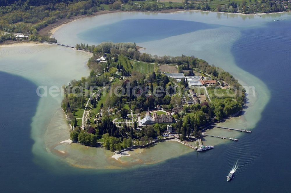 Konstanz from above - The Isle of Mainau in Lake Constance belongs to the district Litzelstetten-Mainau in the city of Konstanz in Baden-Württemberg