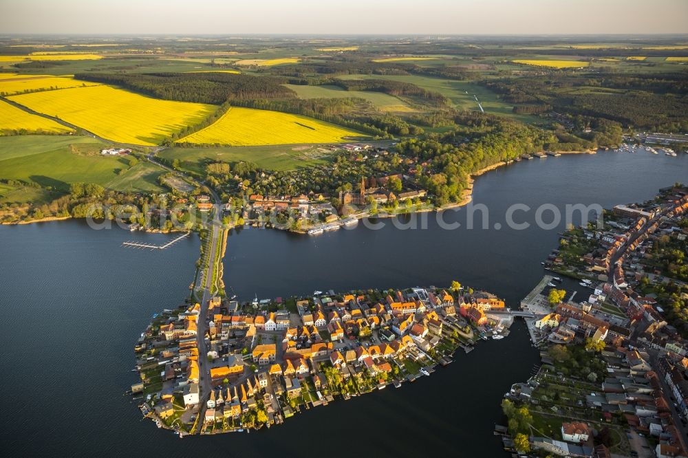 Malchow from the bird's eye view: View of the island Malchow in the state Mecklenburg-West Pomerania