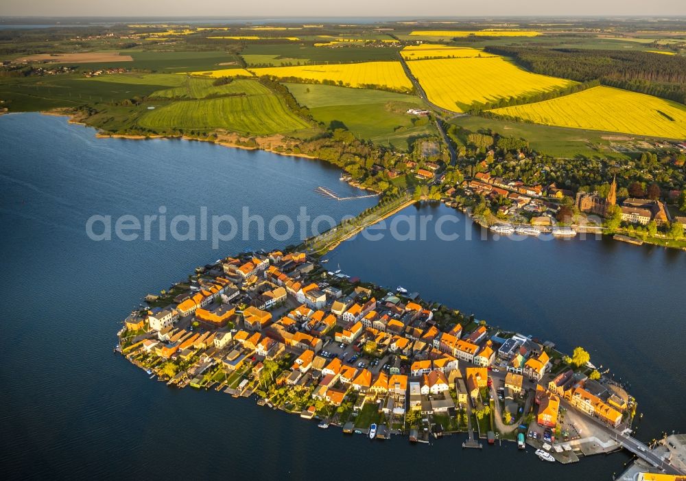 Malchow from above - View of the island Malchow in the state Mecklenburg-West Pomerania