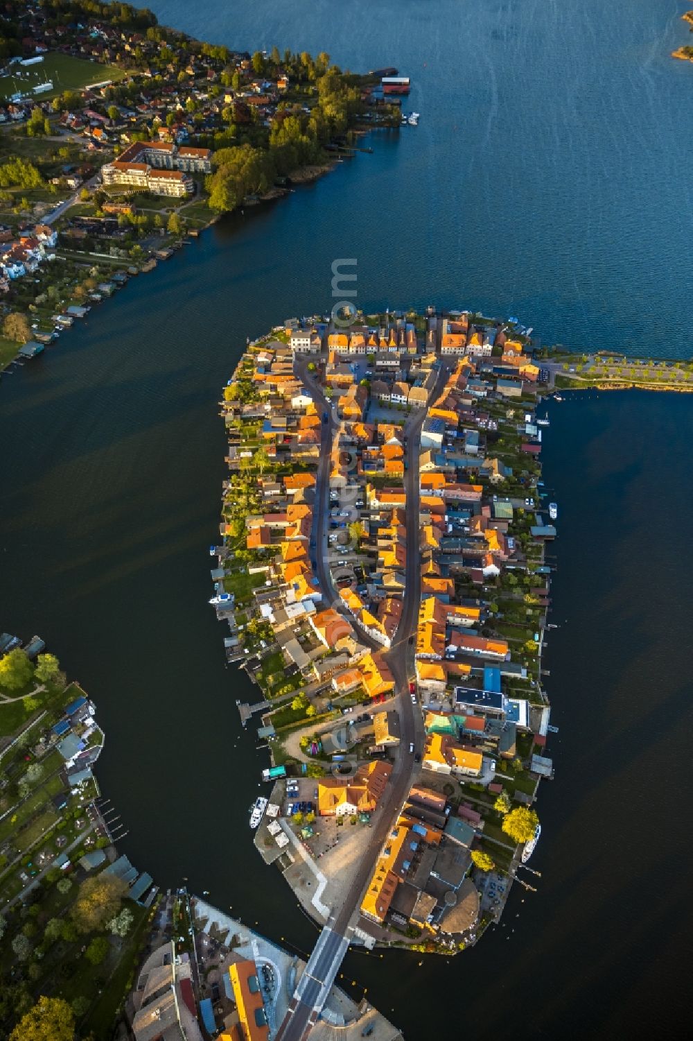 Malchow from the bird's eye view: View of the island Malchow in the state Mecklenburg-West Pomerania