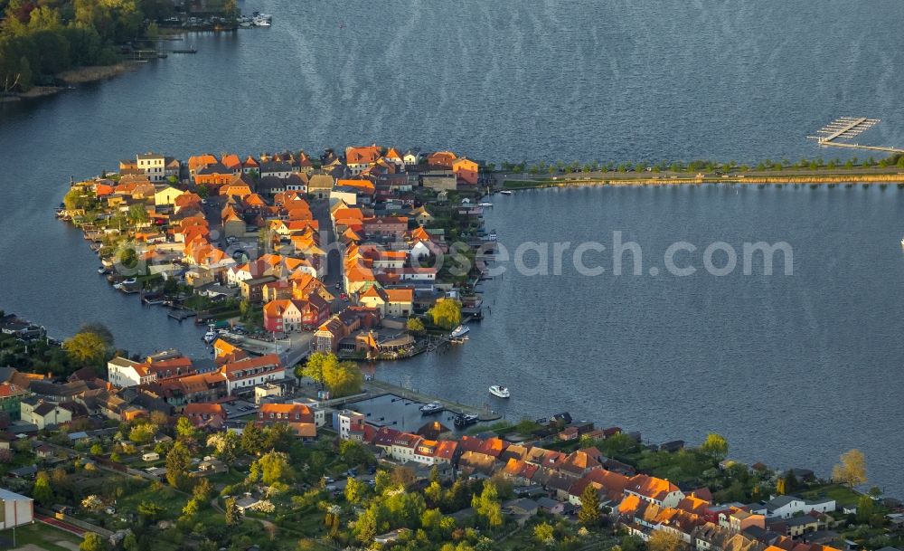 Malchow from the bird's eye view: View of the island Malchow in the state Mecklenburg-West Pomerania