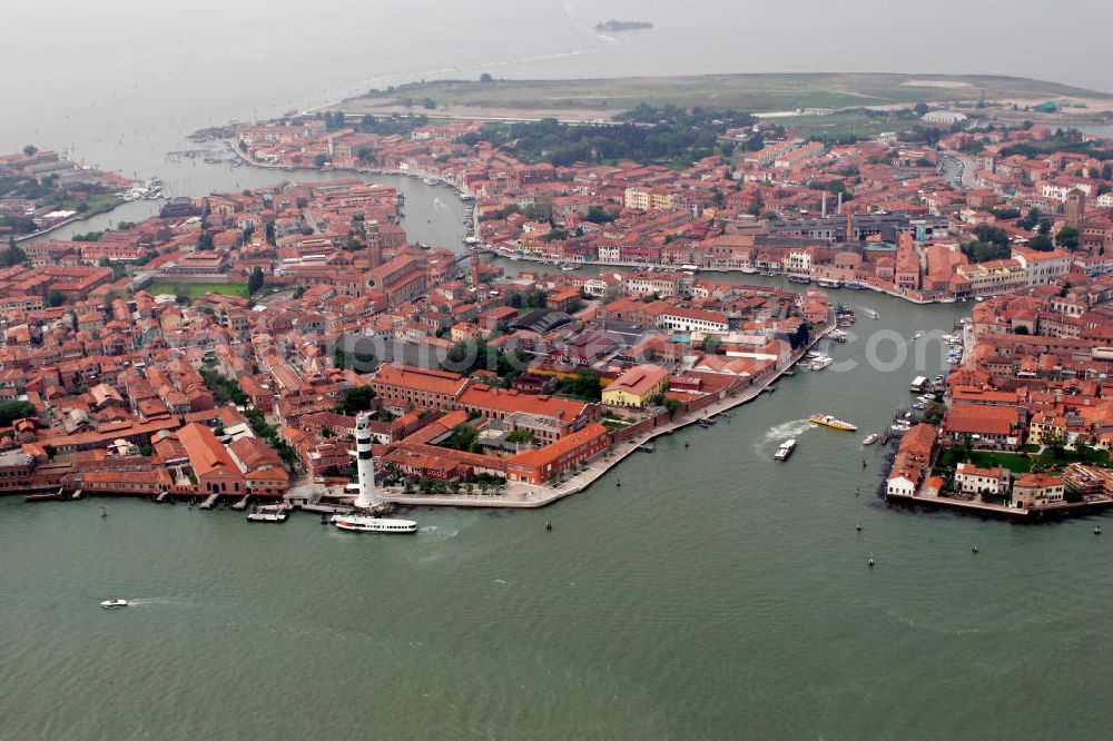 Aerial image Murano - Blick auf die Insel Murano in der Lagune von Venedig. Die Insel wurde durch die Glasbläserei berühmt. View to the island of Murano in the lagoon of Venice. The island got famous because of its glass blowing.