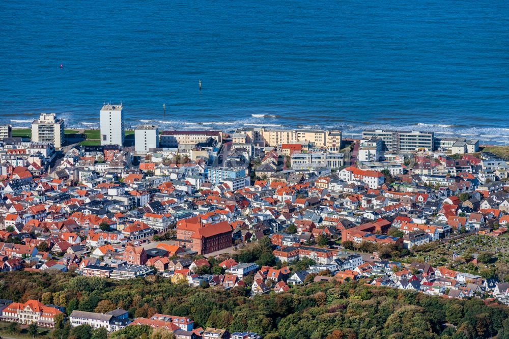 Norderney from above - Island area Norderney with the village center in Norderney in the state Lower Saxony, Germany