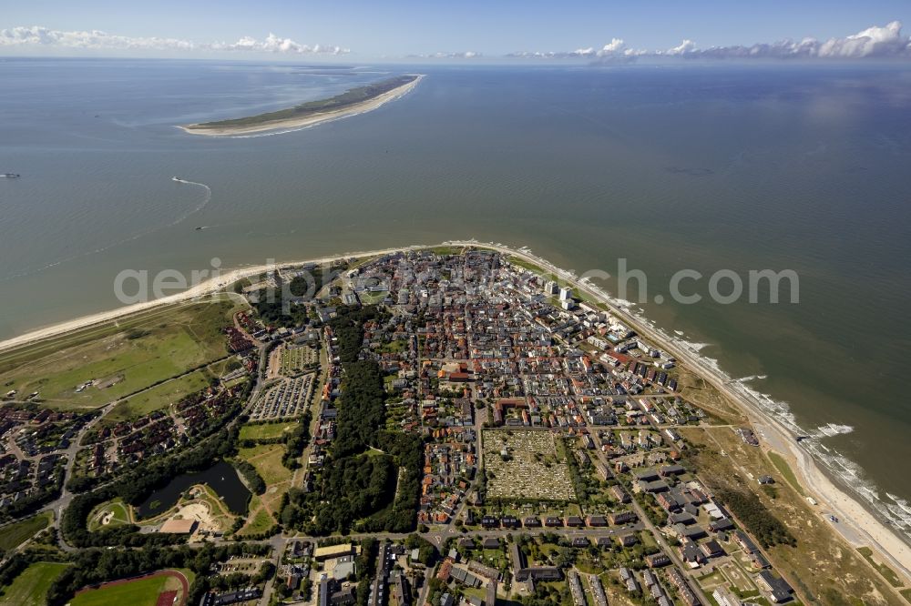 Norderney from the bird's eye view: View of the North Sea resort of Norderney on the same East Frisian North Sea island in the state of Lower Saxony