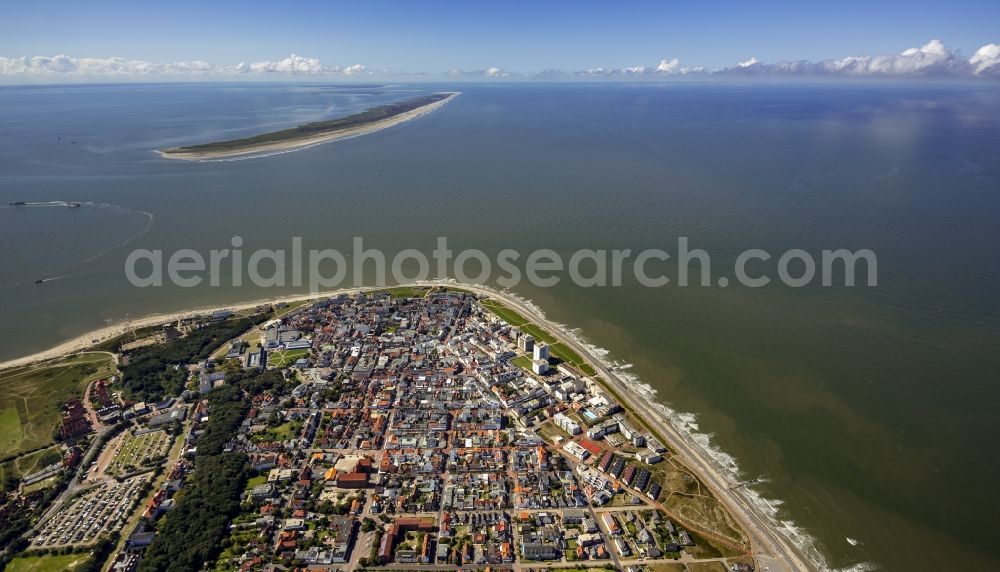 Norderney from the bird's eye view: View of the North Sea resort of Norderney on the same East Frisian North Sea island in the state of Lower Saxony