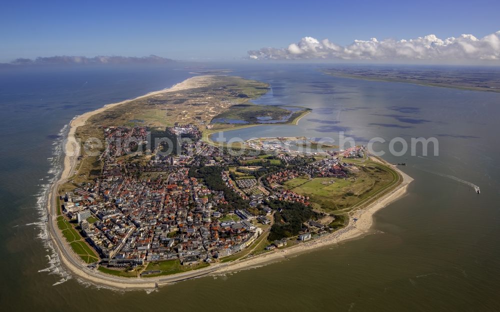 Norderney from the bird's eye view: View of the North Sea resort of Norderney on the same East Frisian North Sea island in the state of Lower Saxony