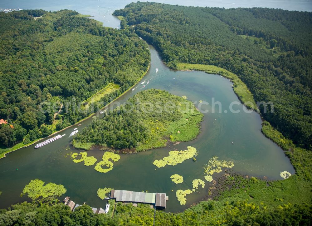 Waren (Müritz) from the bird's eye view: Island in the Reeckchannel in Waren (Mueritz) in the state Mecklenburg - Western Pomerania