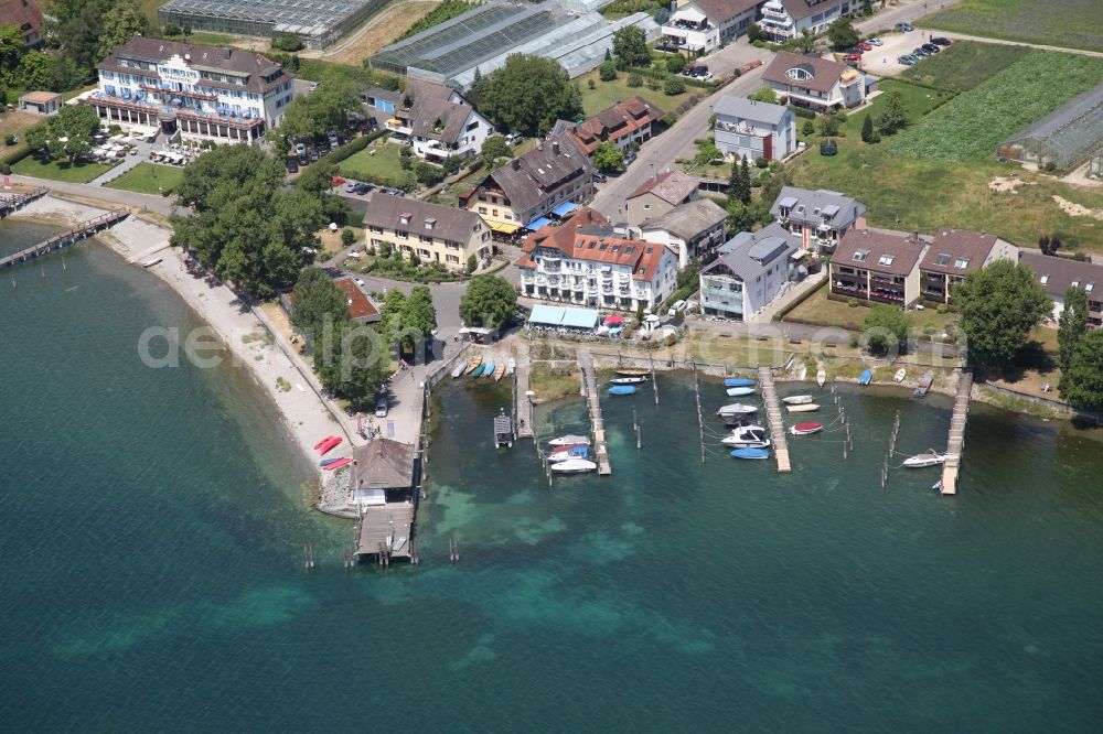 Reichenau from above - Reichenau is an inhabited island in the district of Konstanz in Baden-Wuerttemberg and the largest island in Lake Constance